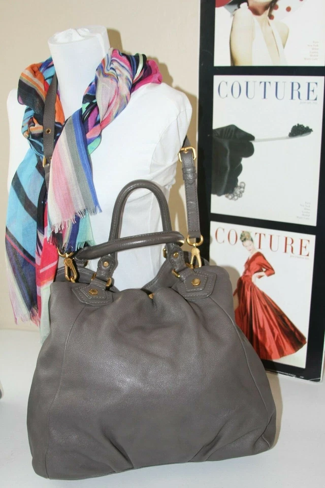 Marc by Marc Jacobs классический Q Fran серый кожаный большая сумка с короткими ручками $488 #42 * P - Изображение 3 из 4