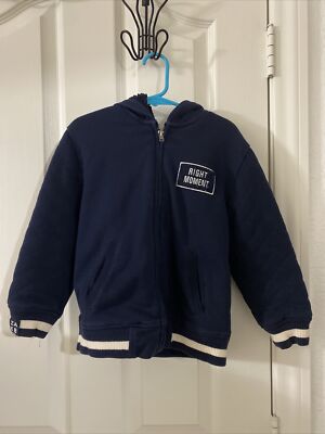Zara Kids Boys Sherpa Lined Blue Hooded Jacket Size Right Moment