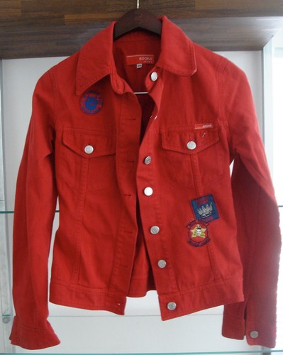 GIUBBINO JEANS ROSSO KOOKAI TOP CAPPOTTO GIUBBOTTO DENIM DONNA NUOVO TG XS  DENNY | eBay