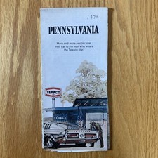 Texaco Map Pennsylvania Philadelphia Pittsburgh Reading 1972 Gas Oil Advertising
