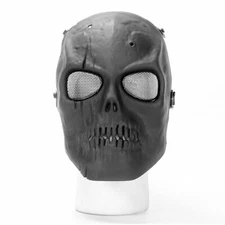 Airsoft Mask Full Face SKULL MASK Paintball MESH SCARRED BLACK Protection