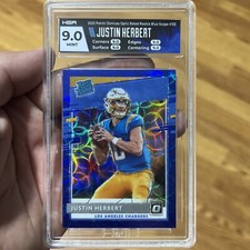 2020 Panini Donruss Optic Football Justin Herbert Blue Scope HGA 9  Rated Rookie