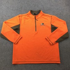 Mossy Oak Pullover Men Large Blaze Orange 1/4 Zip Gym Workout Hunting