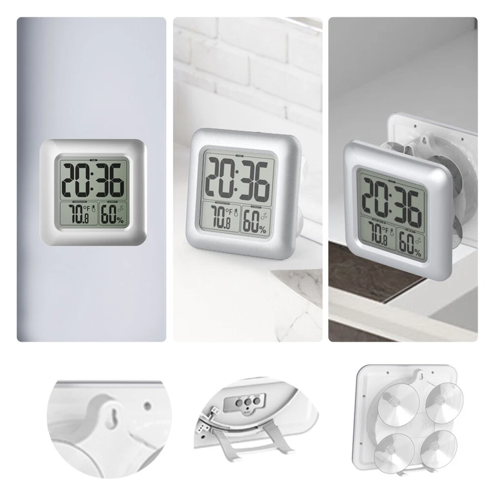 Baldr Clock Big Digit Bathroom Thermometer Hygrometer Temperature and Humidity  - Image 4 of 4