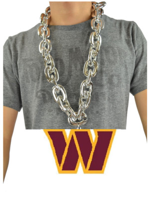 New NFL Washington Commanders SILVER Big Fan Chain Necklace Foam MI USA ...