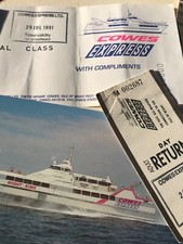 Cowes express ferry Southampton Isle of Wight hovercraft 1991 postcard tickets