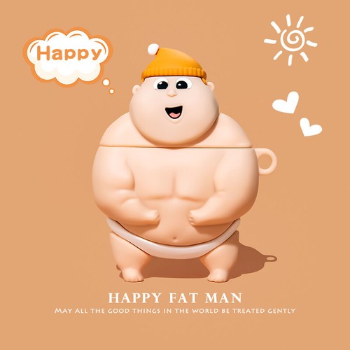 Cute 3D Cartoon Fat Man Protective Cover For Airpods 4/3/2 Pro1/2 Earphone Case - Photo 14 sur 17