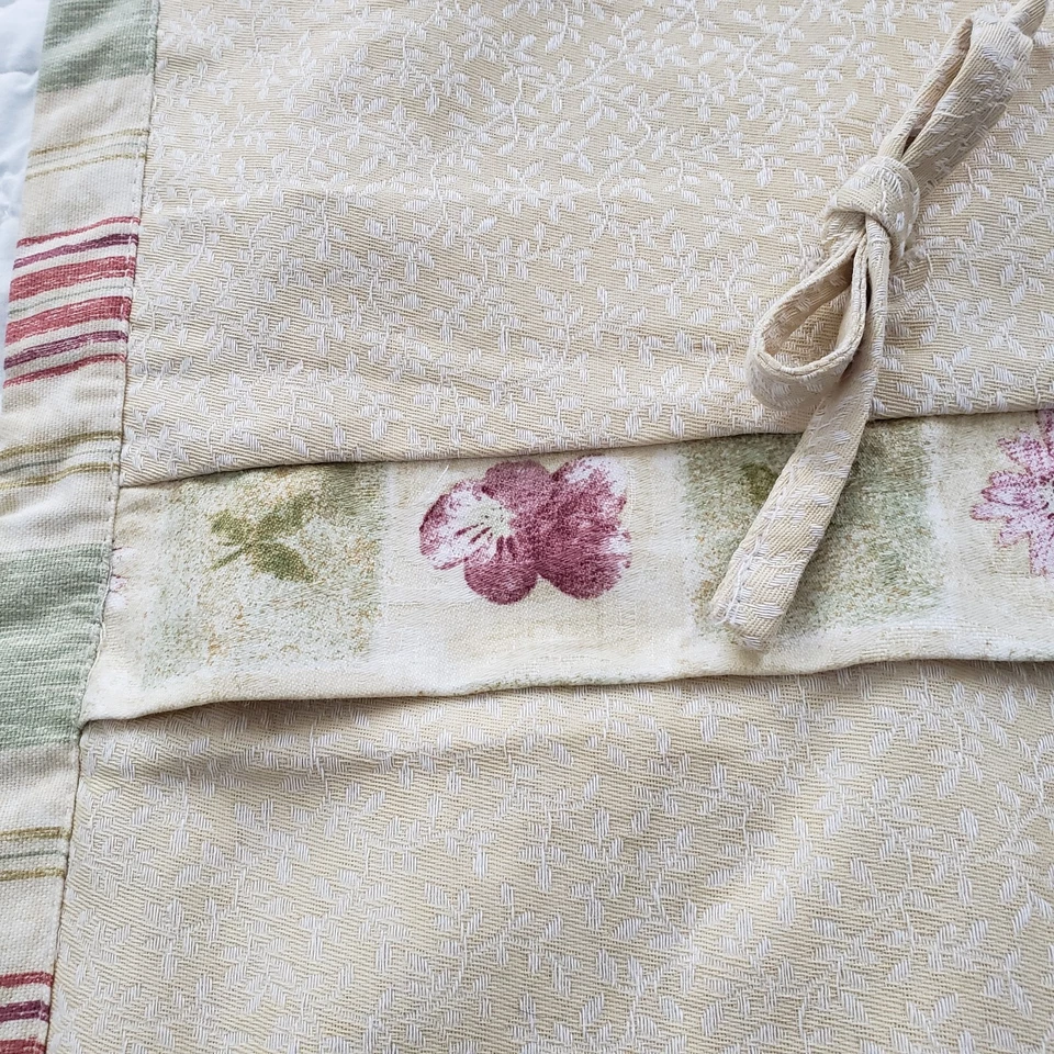 Waverly Euro Pillow Shams (2) 26X 26 Floral Striped Trim Beige Wine Green Mexico - Image 4 of 4