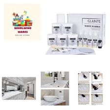 White Marble Countertop Paint Kit Kitchen Bathroom Counter Top Refinishing Kit