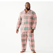 NWT Men s Flannel Christmas Plaid 2 Pc Pajama Set Jammies For Your Families 3XLT