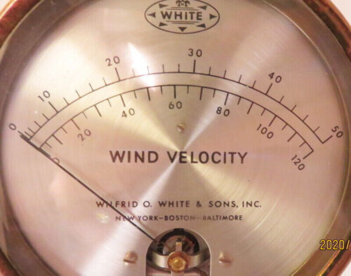 Wind Velocity Weather Wilfrid O White & Sons Instrument Antique Brass - Picture 2 of 5