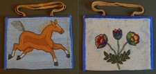 1920 ~ 30's Native American Plateau 2 Sided Beaded Bag Appaloosa Horse & Flower
