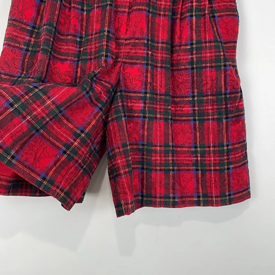 Pantalones Cortos Vintage Counterparts Culottes Mujer’s 12 Pana Rojo Paisley Cuadros Foto 2 de 4