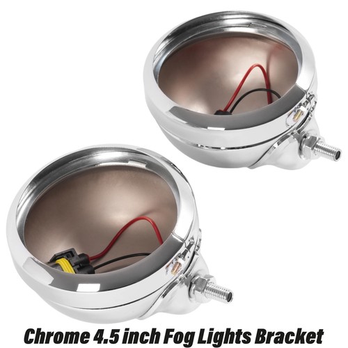 4.5'' LED Fog Light  Passing Spot Light Housing Set Chrome For Harley