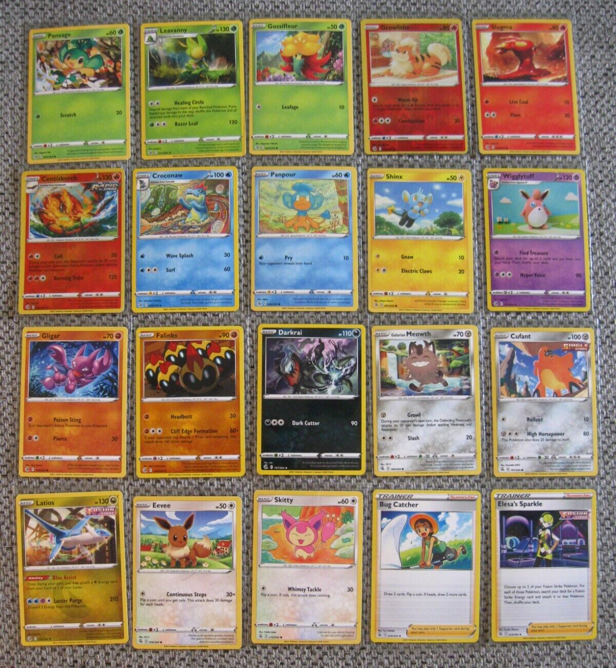 2021 POKEMON SWORD & SHIELD FUSION STRIKE 20-CARD LOT Growlithe/Slugma/Centi...