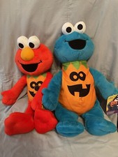 NEW Sesame Street Halloween 16" Plush Elmo  Cookie Monster Pumpkin Costumes