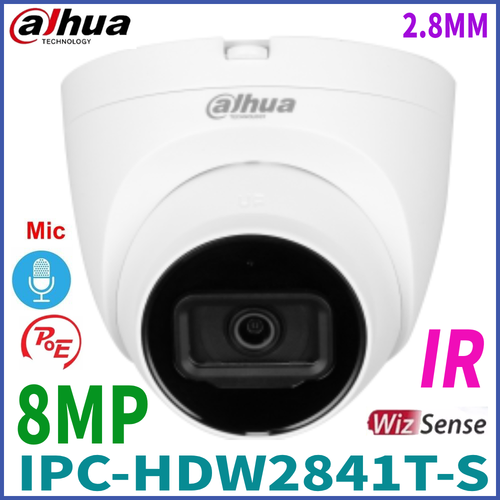 Dahua IPC-HDW2841T-S WizSense 8MP Fixed-Focal POE In Mic Eyeball IP Camera Weiß - Picture 1 of 13