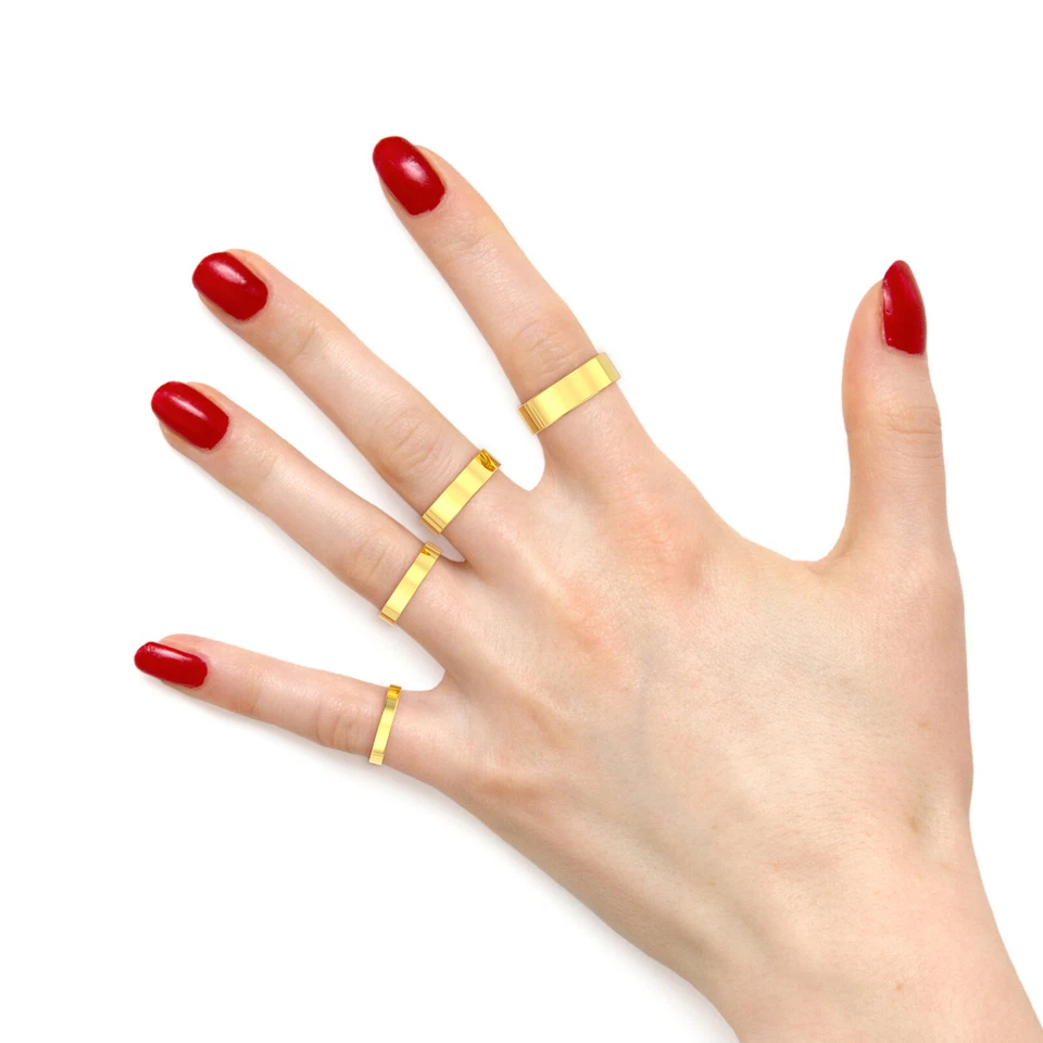 14K Yellow Gold 2mm 3mm 4mm 5mm Comfort Fit Men Women Flat Wedding Band Ring - Image 3 of 4