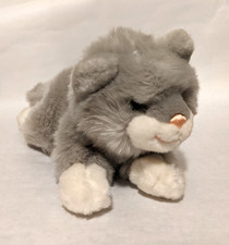 GUND Plush Cat Scoopers Jr., Gray  White, Green Eyes, Lovely Smile, 10", RARE