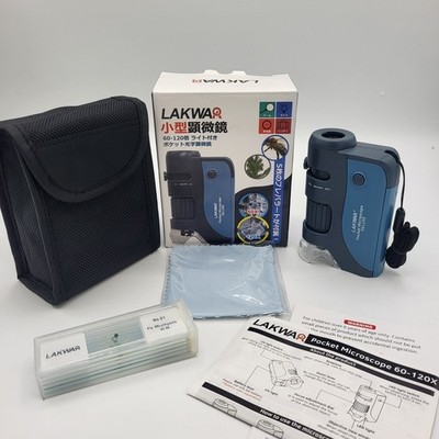 LAKWAR Taschenmikroskop, 60x-120x Handmini Mikroskop mit Objektträgern