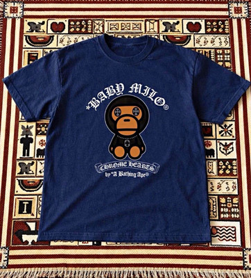 A Bathing Ape BAPE Baby Milo Blue Graphic Print Cotton Crew Neck T-Shirt