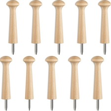 10 Pieces Wooden Shaker Peg Screw-on Pegs 3.62 Inch Long Unfinished Wood Shaker