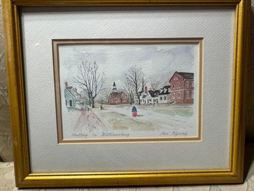 Ann Bigoney "Strolling In Williamsburg Virginia" Watercolor Painting - Framed - Picture 12 of 13