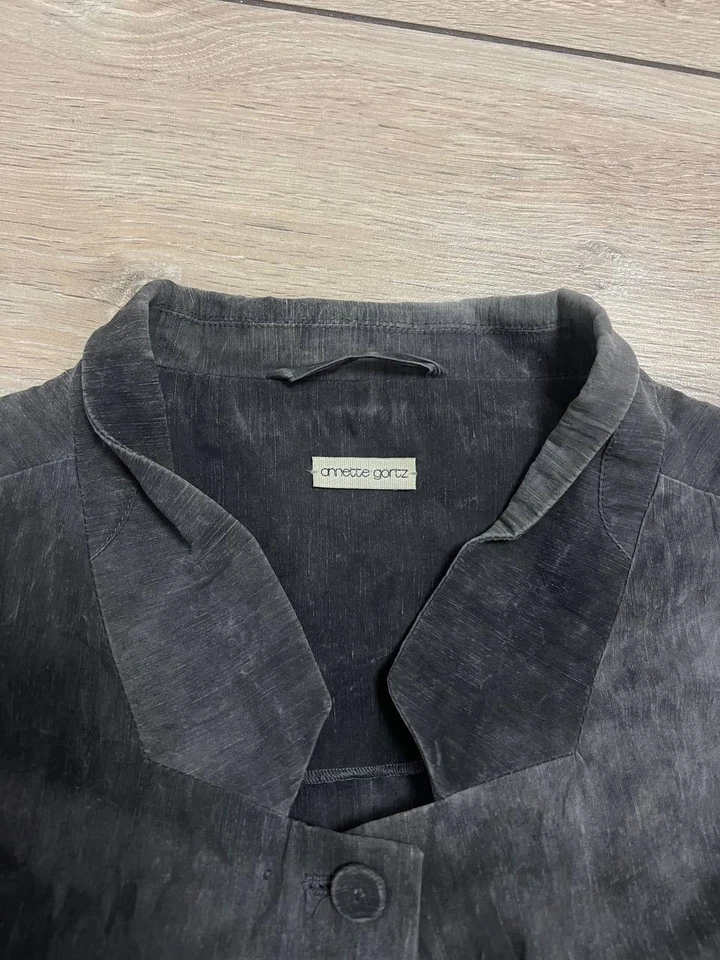 Women Annette Gortz Avant Garde Coat Jacket Gray sz 42 linen Stretch Long Sleeve - Image 4 of 4