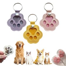 3pcs Paw Print Pet Hair Keepsake Memorial Keychain Pet Fur Storage Gift