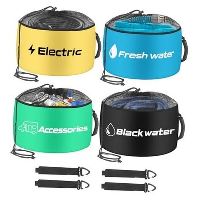 RV Storage Bags 4 Pack, Waterproof RV Sewer Hose Storage, Drawstring Mesh Top