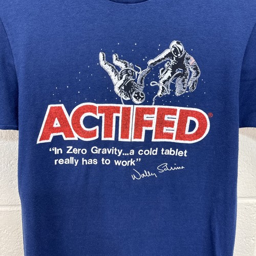 Vintage Actifed Cold Medicine Astronaut Space Promo T Shirt Wally Schirra Quote