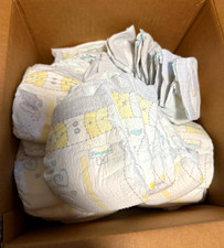 76 Pampers Baby Disposable Diapers Printed Design, White Yellow Blue Color Mix
