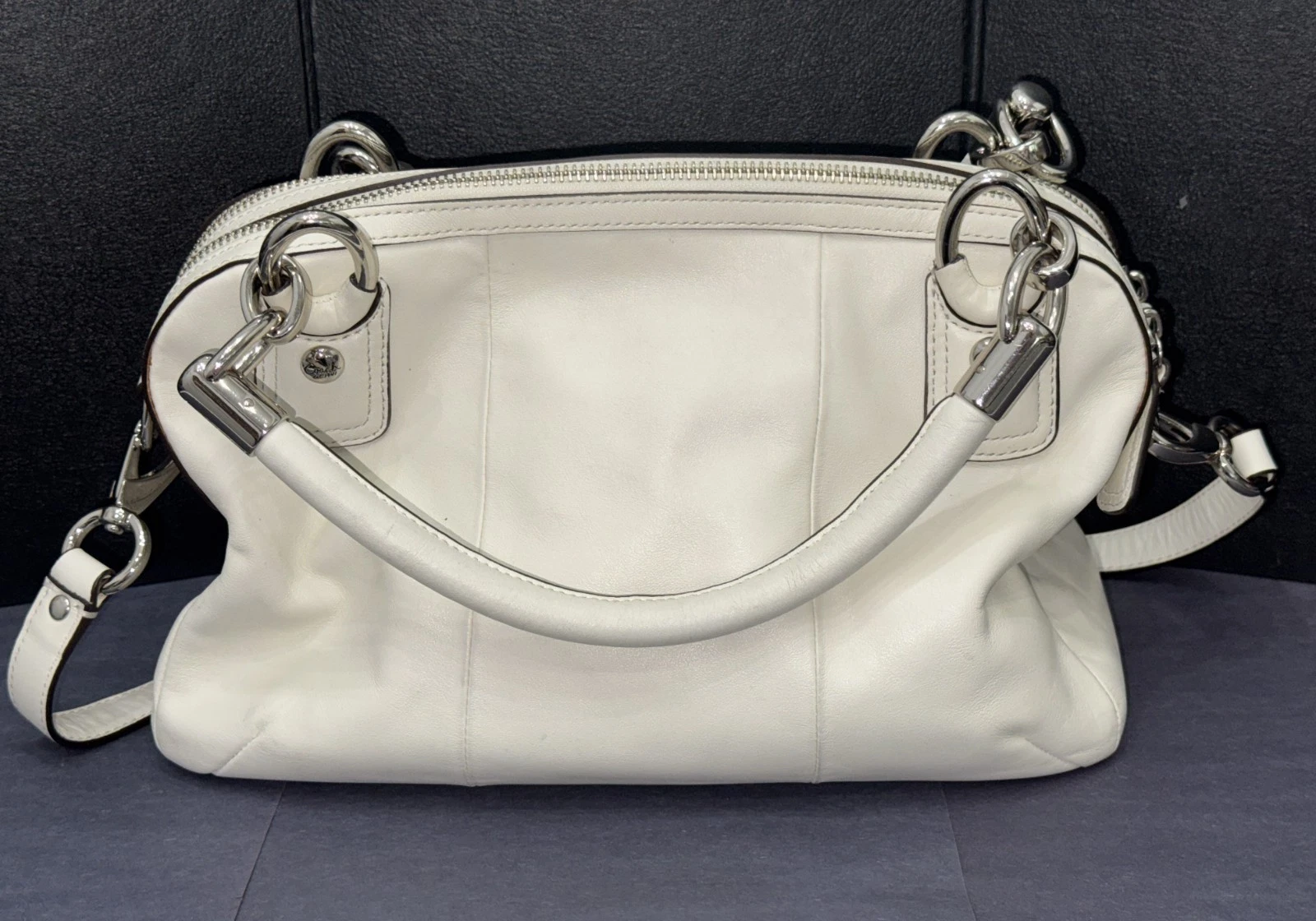 BORSA COACH KRISTIN SIGNATURE TUTTA PELLE BIANCA F22304
