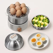 3-in-1 Egg Cooker for Hard Boiled Eggs Poacher, Omelet Maker & Vegetable Stea...