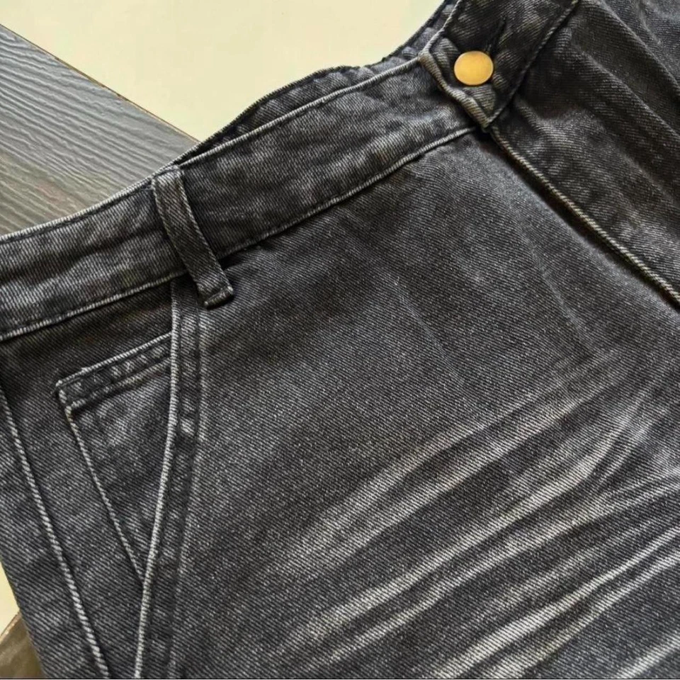 Pantalones cortos holgados lavados negros - Pantalones cortos vaqueros vintage Y2K streetwear corte skater años 2000 Foto 4 de 4