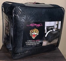 Ed Hardy Black Tigers&Tattoo Embossed Plush 4...