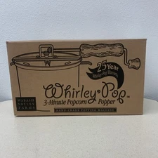 NEW Whirley Pop Popcorn Maker 3 Minute Popper Classic Wood Handle USA Stainless