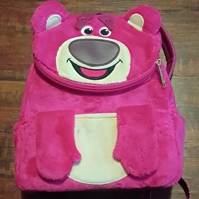 Loungefly Disney Pixar Toy Story Lotso Pink Faux Fur Mini Backpack Zip
