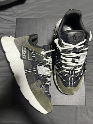 Versace Cross Chainer Low Top Leather Lace-Up Colorblock Medusa Sneakers Box
