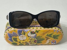 Brighton Womens Sunglasses Twinkle White Black Frame Jeweled Accents-Case 55 15