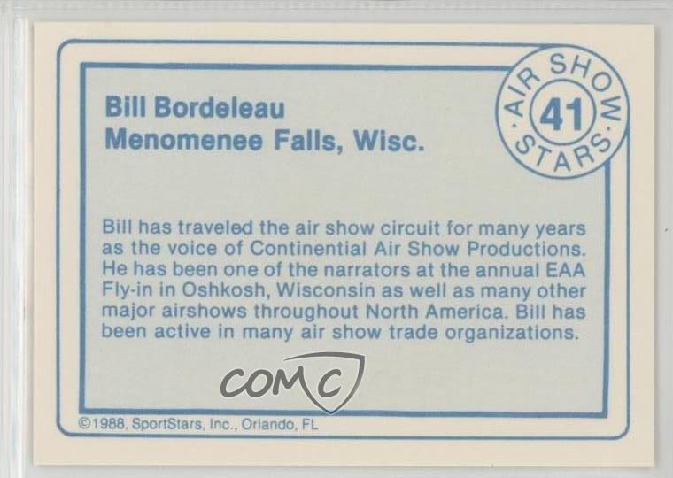 1988 SportStars Air Show Stars Bill Bordeleau #41 0w6 | eBay