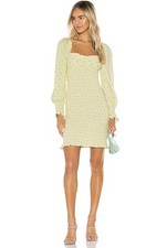 New Faithfull the Brand Gombardy Mini Dress Bisset Yellow Floral Print Size 8