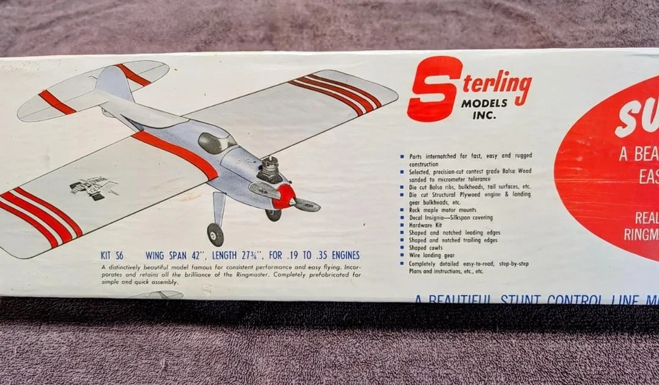 NOVO NA CAIXA MODELOS ESTERLINOS SUPER RINGMASTER, EM KIT ENVOLTÓRIO RETRÁTIL S8, 42" ENVERGADURA - Imagem 2 de 4