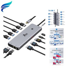 13 in 1 USB C Docking Station - Dual Monitor, Triple Display, 8 USB C/A Ports...