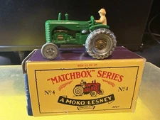 Matchbox Series A Moko Lesney No. 4 Massey Harris Tractor with Box RARE HTF L69C