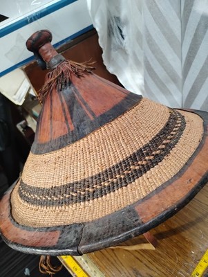 Tribal Fulani Hat Mali West Africa Conical Leather and Straw Wodaabe Tribe XLarg