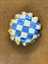 Qty 1 Mackenzie Childs ROYAL CHECK 2.25" Diameter Round Knob/Pull NEW m25-my