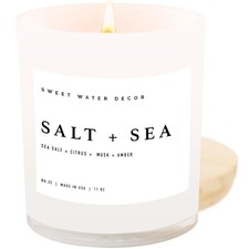 Salt and Sea Candle - Sea Salt, Citrus, Amber, Musk, Beach Scented Soy Candle...