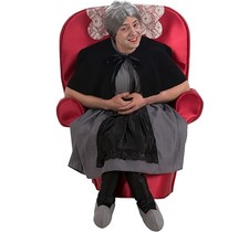 Oma Kostüm Großmutter im Sessel Huckepack-Kostüm für Erwachsene