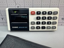 Casio Personal Mini Calculator Pocket Japan Made Tested Works W/ Cover